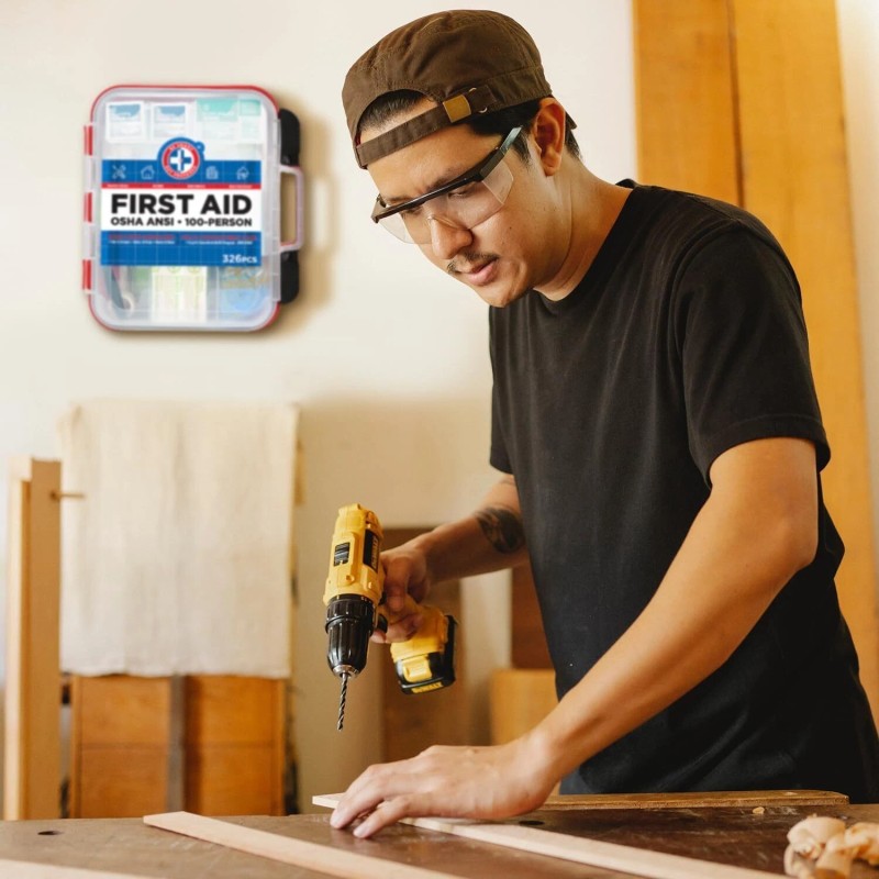 First Aid Kit Hard Red Case 326 Pieces Emergency Camping