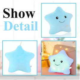 KAHEAUM Creative Twinkle Star Glowing LED Night Light Up Plush Pillows Stuffed Toys Birthday Gifts for Kid Children Friends,Couch Bed Throw Pillows Decorative Light Blue Throw Pillow Covers