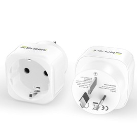 LENCENT 2 x Travel Adaptor Travel Plug Type I Euro Schuko Adapter for Australia China Argentina New Zealand Fiji Brazil Socket White