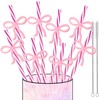 24 Reusable Crazy Drinking Straws for Kids Pink Bow Birthday