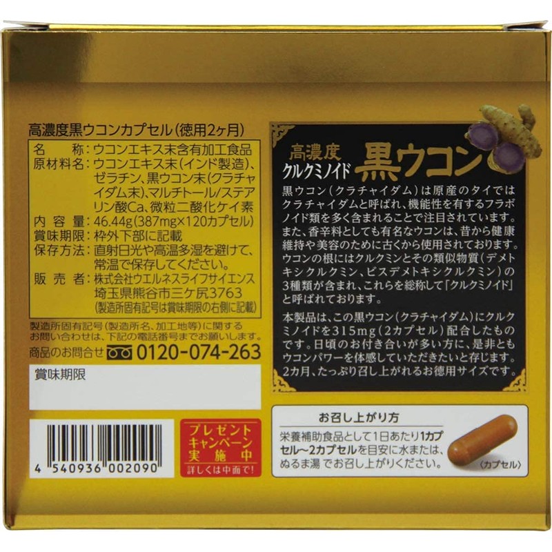 Wellness Japan High Concentration, Black Turmeric, Economical, Approx. 60 Day