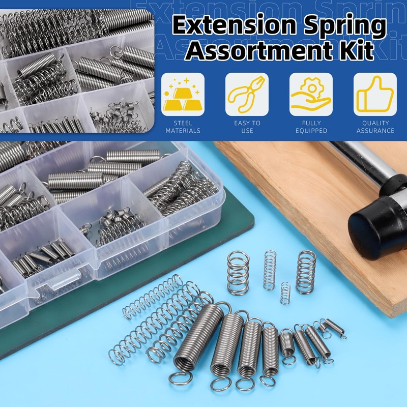 Glarks 128pcs Stainless Steel Extension Springs with Double Hook Sets