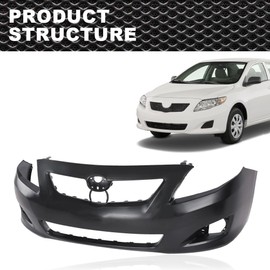CNNELL Front Bumper Cover Compatible with Toyota Corolla Sedan 2009 2010 Will NOT Fit S/XRS Models Black Primered 615343423104 TO1000343 5211902990