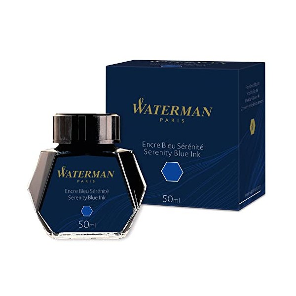 Waterman Fountain Pen Ink, Serenity Blue, 50ml Bottle