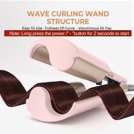 Waver Hair Tool,Mini Waver Curling Iron，Curling Iron Hair Crimper Waver，Ionic Deep Waver Curling Wand with Ceramic 2 Barrel for Women，Double Voltage, Easy to Use, Pink, 1.25 Inch. (Pink)