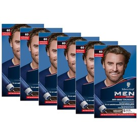 Men Perfect Anti-Grey Tint Gel 60 Medium Brown (6 x 80 ml), Hair Colour for Men Hides Grey Hair, Anti-Grey Tint for a Natural Looking Result