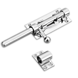 YONGDING Sliding Barrel Bolt Bolt Lock Padlock Gate Latch Two-way Design Door Lock Safety Lock Anti-theft Indoor Outdoor Garden Barn Bedroom Stainless Steel 6 Inch (Silver)