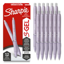 Sharpie S-Gel, Gel Pens, Medium Point (0.7mm), Icy Violet Barrel, Black Ink, 12 Count