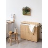 StorageWorks 130L Wicker Laundry Hamper with Lid, 2 Section Wicker