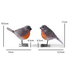 Voarge Set of 2 Robin Garden Ornaments, Resin Birds Garden Ornaments Realistic Robins Statues, Ornament for Indoor Outdoor Home Decoration
