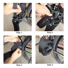 Medsuo 1 Pair Bike Pedal Strap Toe Clips Straps Tape Adjustable Anti-Slip Double Adhesive Bicycle Feet Straps - Black