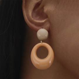 Inateannal Acrylic Oval Drop Earrings Red Acrylic Circle Earrings Hollow Round Resin Dangle Earrings Chunky Round Hoop Earrings Statement Geometric Earrings Jewellery for Women, Zinc, No Gemstone
