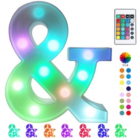 Pooqla Colorful LED Marquee Letter Lights with Remote – Light Up Marquee Signs – Party Bar Letters with Lights Decorations for the Home - Multicolor &