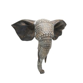 Otartu African Elephant Wall Bust Sculpture 11" Tall Carved Noble Elephant Head Hanging Wall Decor Art Wooden Color (Elephant)