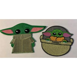 Baby Yoda & Yoda In Spaceship Embroidered Patch NEW