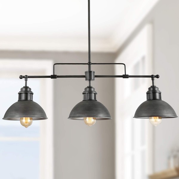 LOG BARN Pendant Lighting for Kitchen Island, Black Chandelier in Brushed Antique Dark Metal Finish, Industrial Linear Ceiling Fixture Hanging for Dining Rooms, Pool Tables