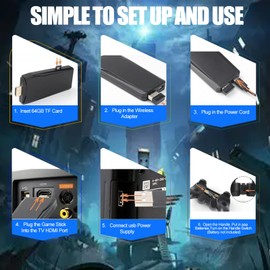 Wireless Retro Game Console Stick, Retro Video Game Console Stick ， 4K HDMI Output with 2 2.4G Wireless Controllers (64GB Memory Card)-CVD151