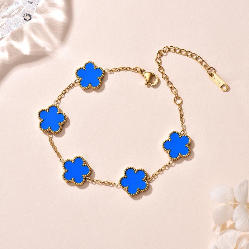 FLY FEI 18K Gold Plated Five Leaf Grass Bracelet Link