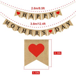 Burlap Happy Mothers Day Banner | Rustic Mothers Day Party Decorations | Mothers Day Gifts Ideas