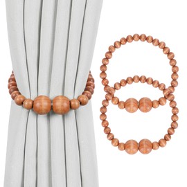 Magnetic Curtain Tiebacks, 2 Pack Curtain Holdbacks for Draperies, Wood Bead Curtain Tiebacks, Curtain Tie Backs for Bedroom Decor, Boho Room Decor, Nursery Decor, Farmhouse Decor, Office Decor