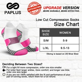 PAPLUS Compression Running Socks Women (6 Pairs), Ankle Athletic Socks Low Cut with Arch Support