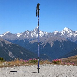 One-mount 4-stage adjustable hiking stick 110cm blue trekking poles