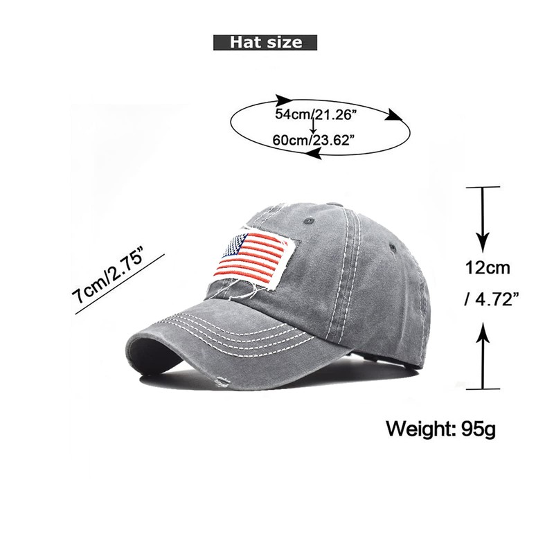 INOGIH Women American Flag Ponytail Hat Embroidery Washed-Cotton Messy Bun
