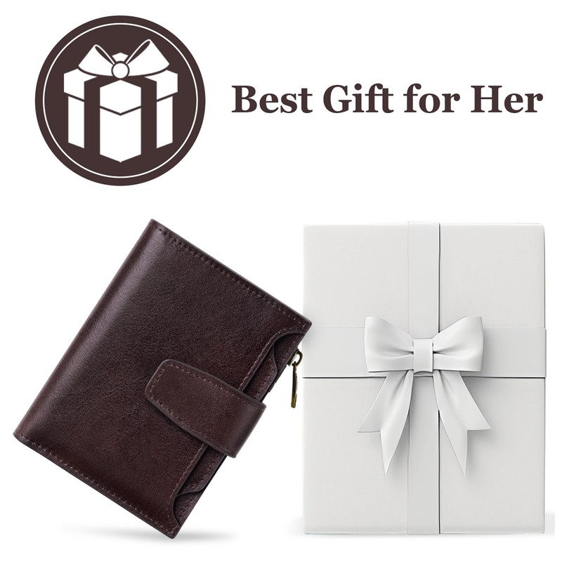 Airkit Small Wallet Women RFID Blocking Genuine Leather Bifold Compact