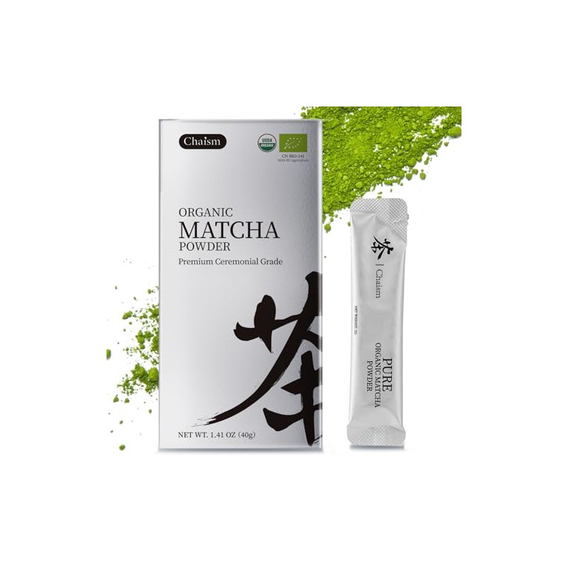 Chaism Organic Ceremonial Grade Matcha Packets - 20 Servings