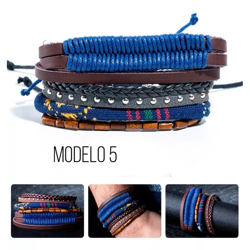 Veraly Pulsera Cuero Boho Vintage Multicapa Caballero Variedad