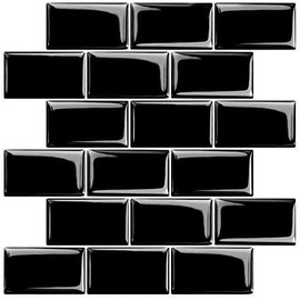 STICKGOO Subway Tiles Peel and Stick Backsplash, Stick on Tiles Kitchen Backsplash in Black (Sample, Thicker Design)