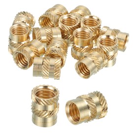 sourcing map 16 Pcs Threaded Inserts, M8 Brass Heat Set Insert for 3D Printing and Plastic Material Female Knurled Insert Nuts for Laptops Electronic Products, M8x10x12mm