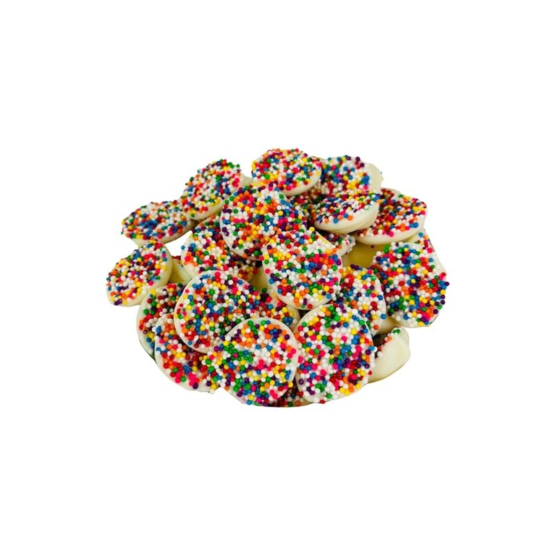 White Chocolate Nonpareils with Rainbow Candy Seeds, 1 Pound