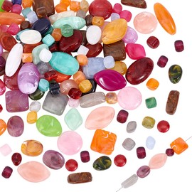 PH PandaHall 200g Opaque Acrylic Beads, Colorful Loose Beads Imitation Gemstone Acrylic Beads Craft Beads Irregular Spacer Beads for DIY Earring Bracelet Phone Lanyard Necklace Jewelry Crafts Making