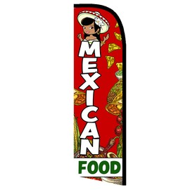 Vista Products Mexican Food Premium Windless Polyknit Feather Flag (3 x 11.5 feet)