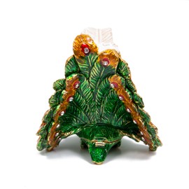 QIFU Hand Painted Enameled Peacock Decorative Enamel Trinket Box Hinged Unique Gift for Family