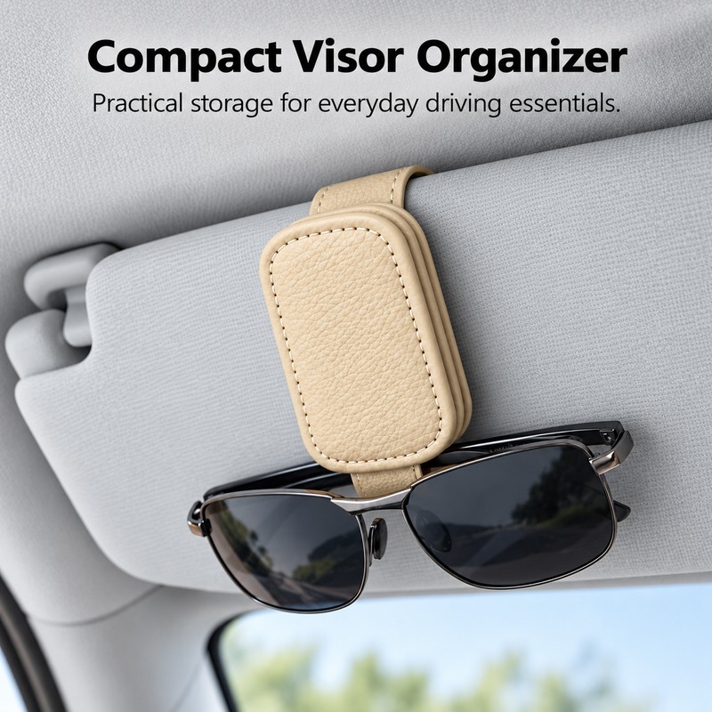 Car Sun Visor Glasses Holder for Driving – Magnetic Leather