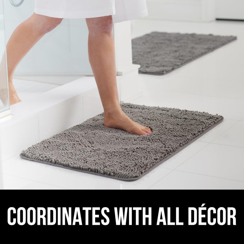 GORILLA GRIP Bath Rug Mat, Thick Soft Absorbent Chenille, Quick