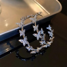 Butterfly Hoop Earrings - Color: Silver Butterfly Hoops