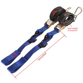 PRO CAKEN 2 PCS 1”Width Soft Loop Motorcycle Tie Down Strap-7ft-1200LB Break Strength,Fit for Moving Cargo,Lawn Equipment, Appliance,Motorcycle,with Premium S-Hook & Ratchet Mechanism-Blue