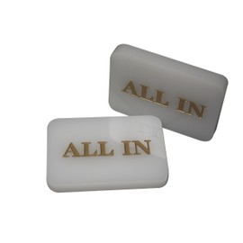 MRC Lot of 4pcs Acrylic All in Button Casino Quality Plaque Dealer Button Large White