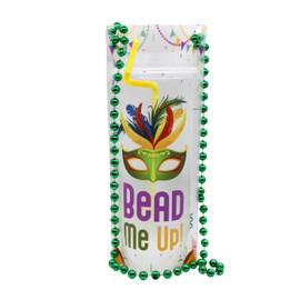 NeckSip Bead Me Up Mardi Gras Wearable Drink Pouches (16oz, 2pk, Beads Green) Mardi Gras Parade Essentials, Bead-Throwing Accessories, Unique Carnival Gifts, Festive Mardi Gras Favors