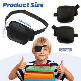 Larrel Pack of 2 3D Eye Patch, 9.7 x 7.9 cm, Adjustable Eye Mask with Velcro Fastening, Black Single Polyester Eye Patch for Adults and Children (Left + Right)