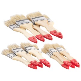 AGT brush set: 15 Piece Flat Brush Set with Wooden Handles and Natural Bristles, 3 Sizes (Paint Brushes)
