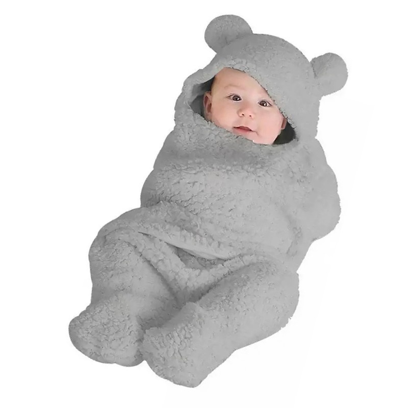 Infant Blanket Sleeping Wrap Ultra Soft Cute Bear Shape Plush