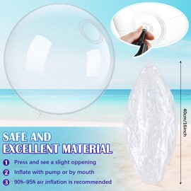 Hungdao 50 Pieces Inflatable Clear Beach Ball for Party DIY Transparent Swimming Pool Ball Party Decorations Favors Supplies (16 Inch)