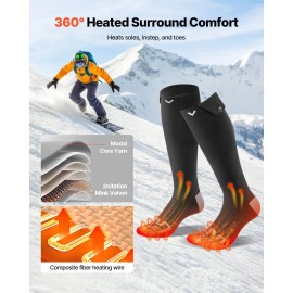 Uimoso Electric Heated Socks with 5000mAh Rechargeable Battery for Outdoor Use