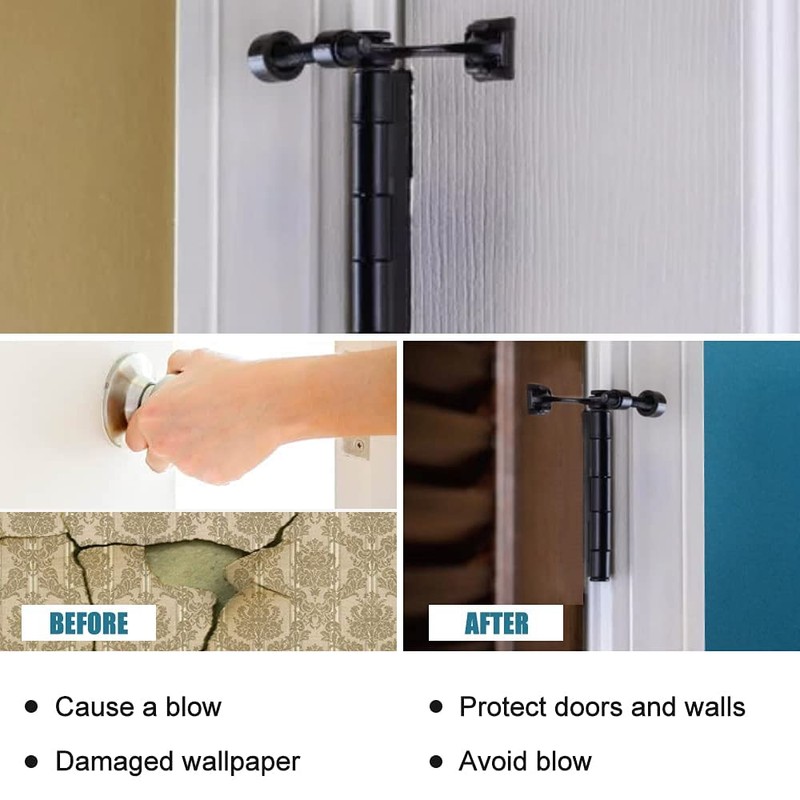 12 Pack Hinge Pin Black Door Stopper, Adjustable Heavy Duty
