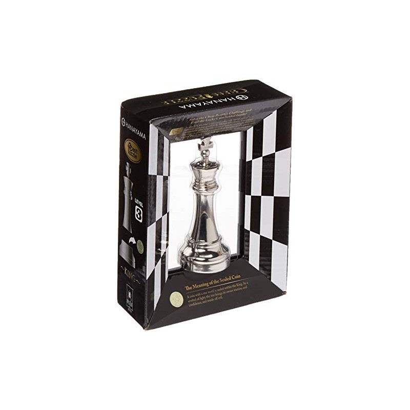 BePuzzled Hanayama Metal Cast King Chesspiece Puzzle Find Lucky Coins,