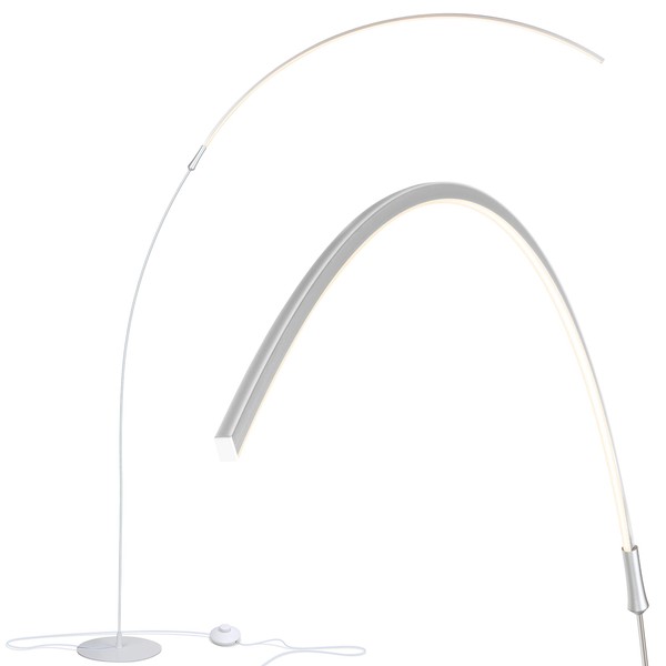 Brightech Sparq - Hanging, LED Arc Floor Lamp - Over The Couch, Contemporary Standing Lamp - Modern, Dimmable Light Arching from Behind The Sofa - Living Room & Office Pole Lamp - Silver